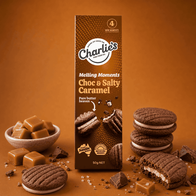 Charlies Mini Melting Moments Choc &amp; Salty Caramel 50g