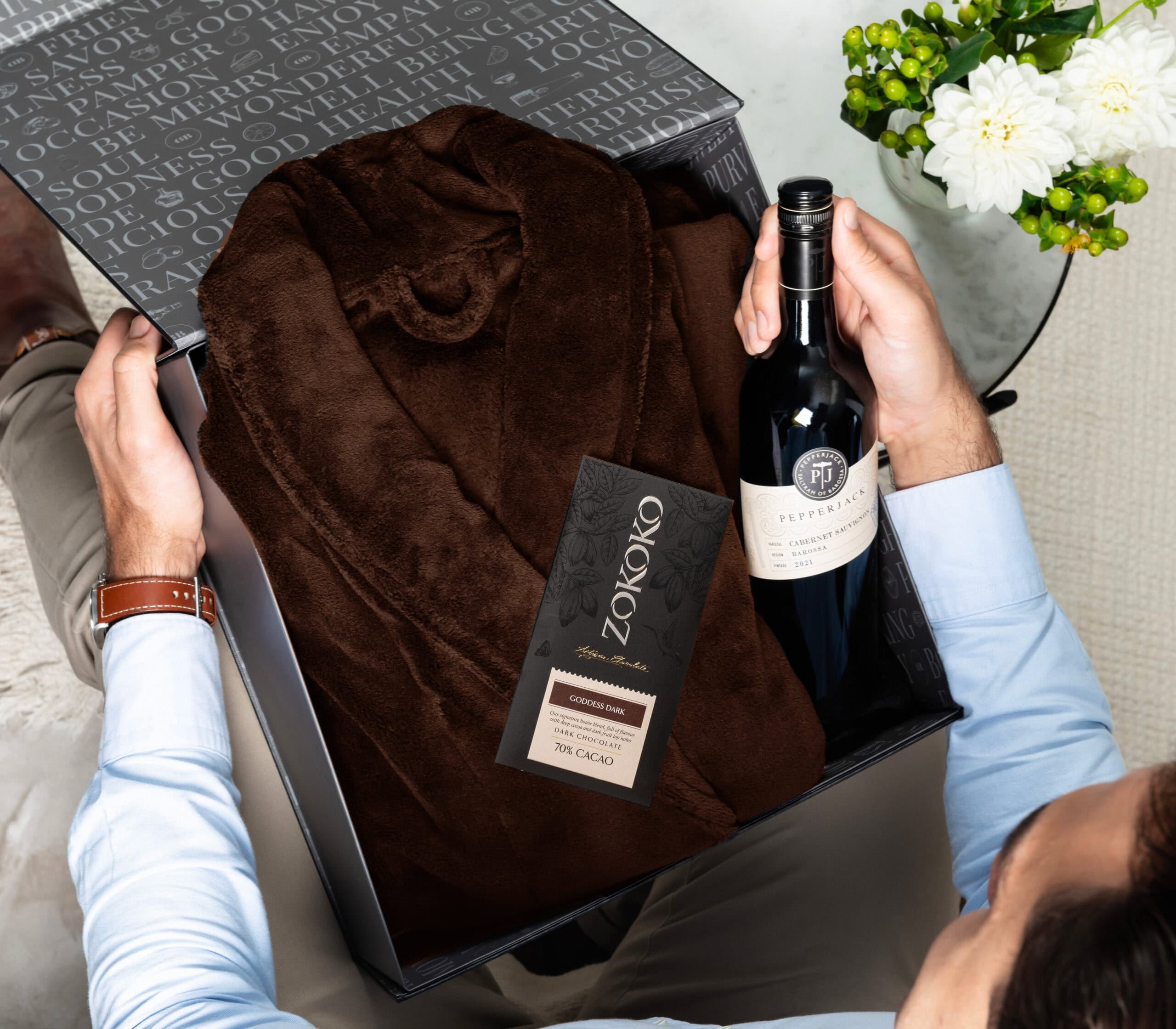 Gentlemen's_Relaxation_with_Wine_Hamper Brown Robe