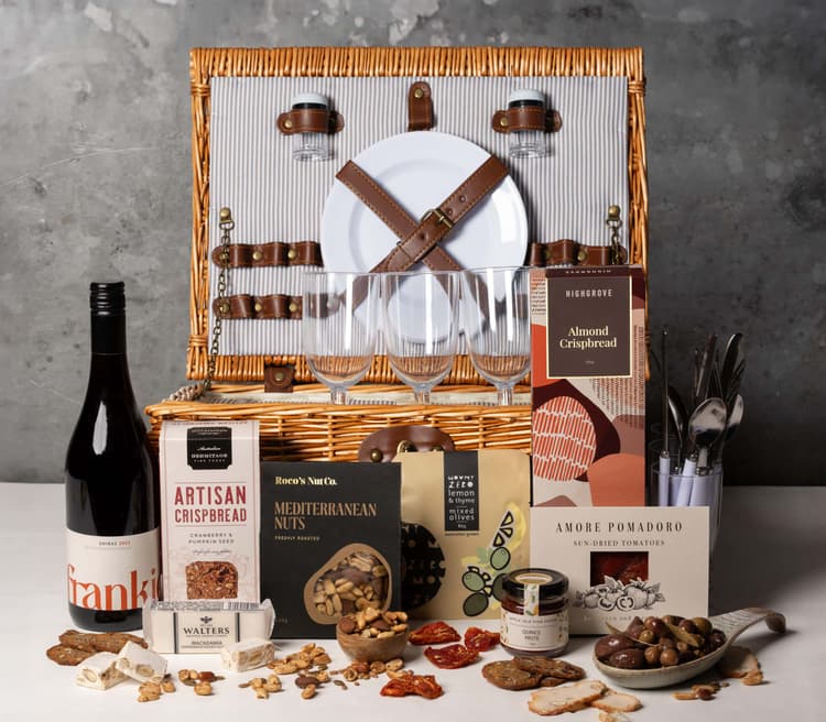 Mother's day gift basket packed like a picnic basket