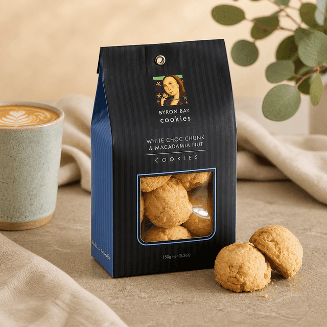 Byron Bay Cookie White Choc Chunk Macadamia Cookies Gift Bag 150g